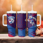 Western Bulldogs Australian Football Tumbler With Handle Tough Bulldog Mascot Art With Indigenous Pattern Art