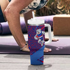 Western Bulldogs Australian Football Tumbler With Handle Tough Bulldog Mascot Art With Indigenous Pattern Art