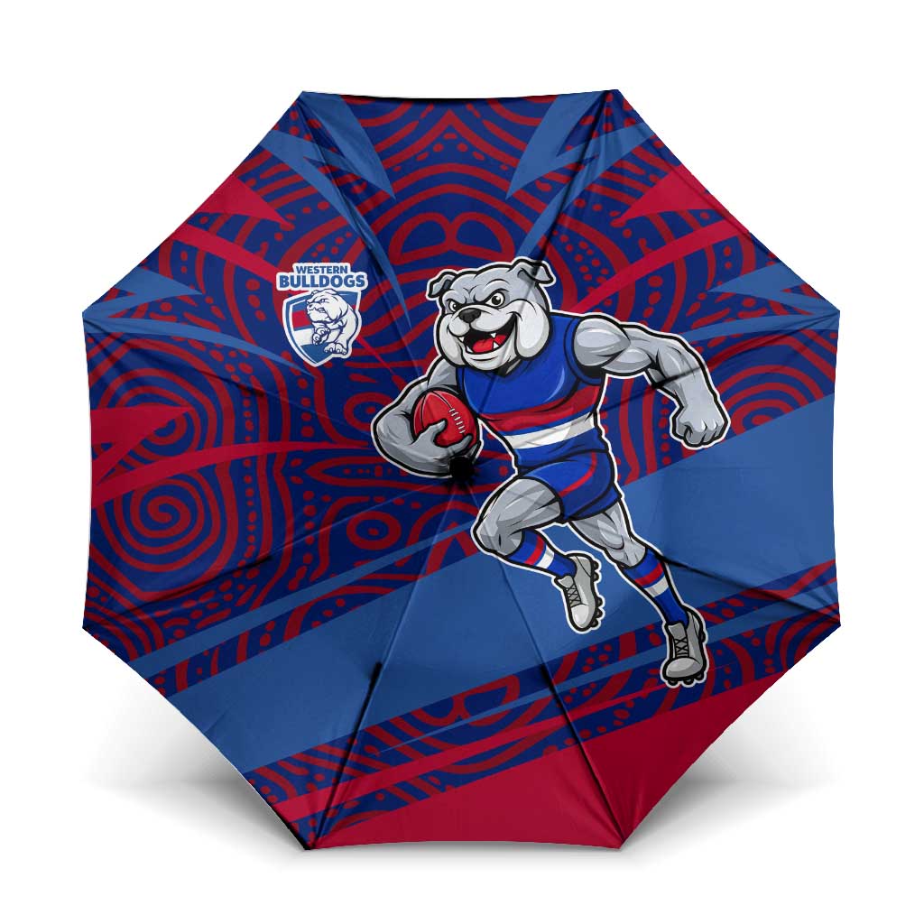 Western Bulldogs Australian Football Umbrella Tough Bulldog Mascot Art With Indigenous Pattern Art