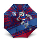 Western Bulldogs Australian Football Umbrella Tough Bulldog Mascot Art With Indigenous Pattern Art