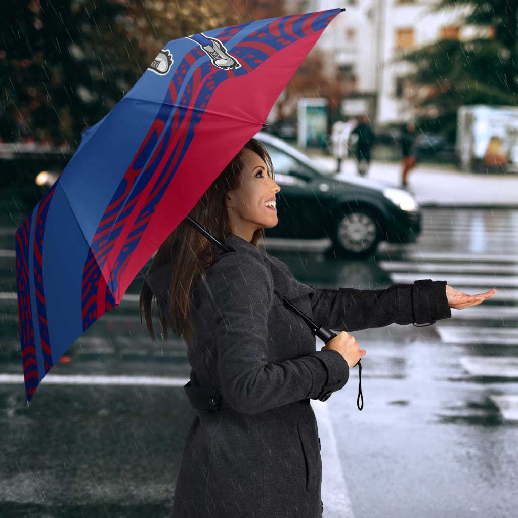 Western Bulldogs Australian Football Umbrella Tough Bulldog Mascot Art With Indigenous Pattern Art