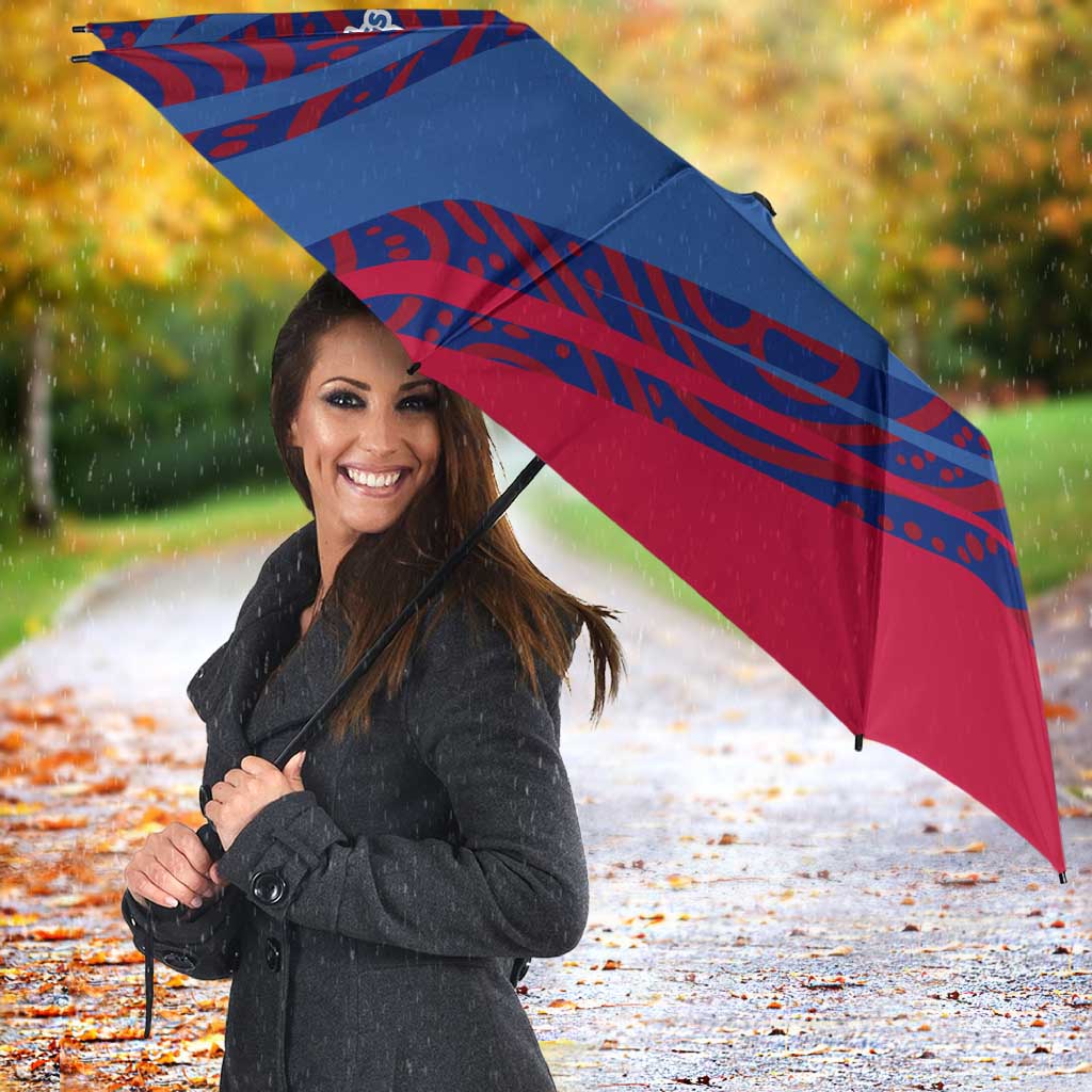 Western Bulldogs Australian Football Umbrella Tough Bulldog Mascot Art With Indigenous Pattern Art
