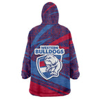 Western Bulldogs Australian Football Wearable Blanket Hoodie Tough Bulldog Mascot Art With Indigenous Pattern Art