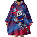 Western Bulldogs Australian Football Wearable Blanket Hoodie Tough Bulldog Mascot Art With Indigenous Pattern Art