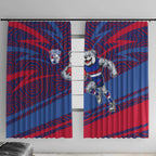 Western Bulldogs Australian Football Window Curtain Tough Bulldog Mascot Art With Indigenous Pattern Art