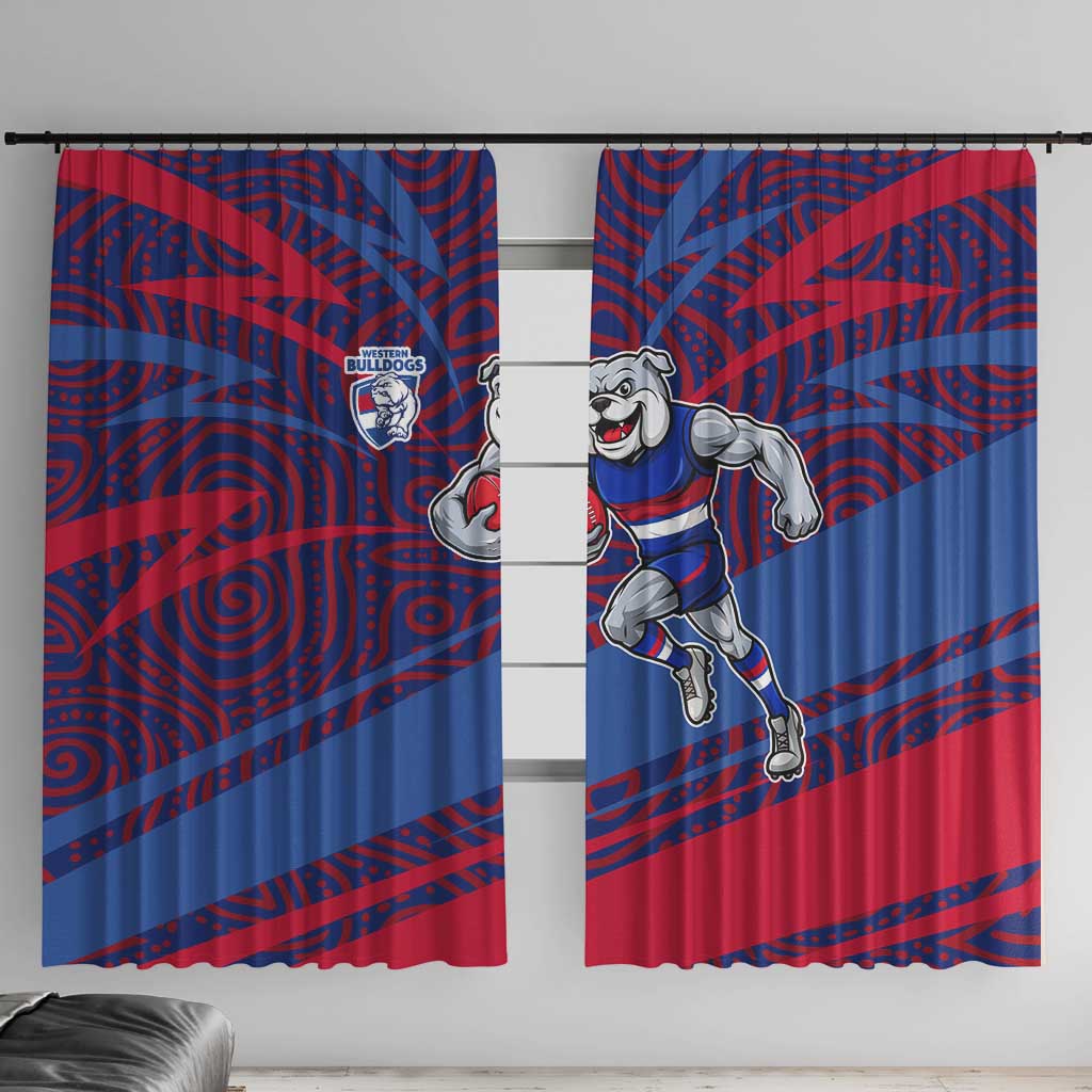 Western Bulldogs Australian Football Window Curtain Tough Bulldog Mascot Art With Indigenous Pattern Art