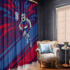 Western Bulldogs Australian Football Window Curtain Tough Bulldog Mascot Art With Indigenous Pattern Art