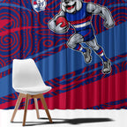 Western Bulldogs Australian Football Window Curtain Tough Bulldog Mascot Art With Indigenous Pattern Art
