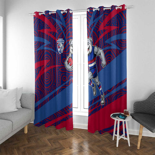 Western Bulldogs Australian Football Window Curtain Tough Bulldog Mascot Art With Indigenous Pattern Art