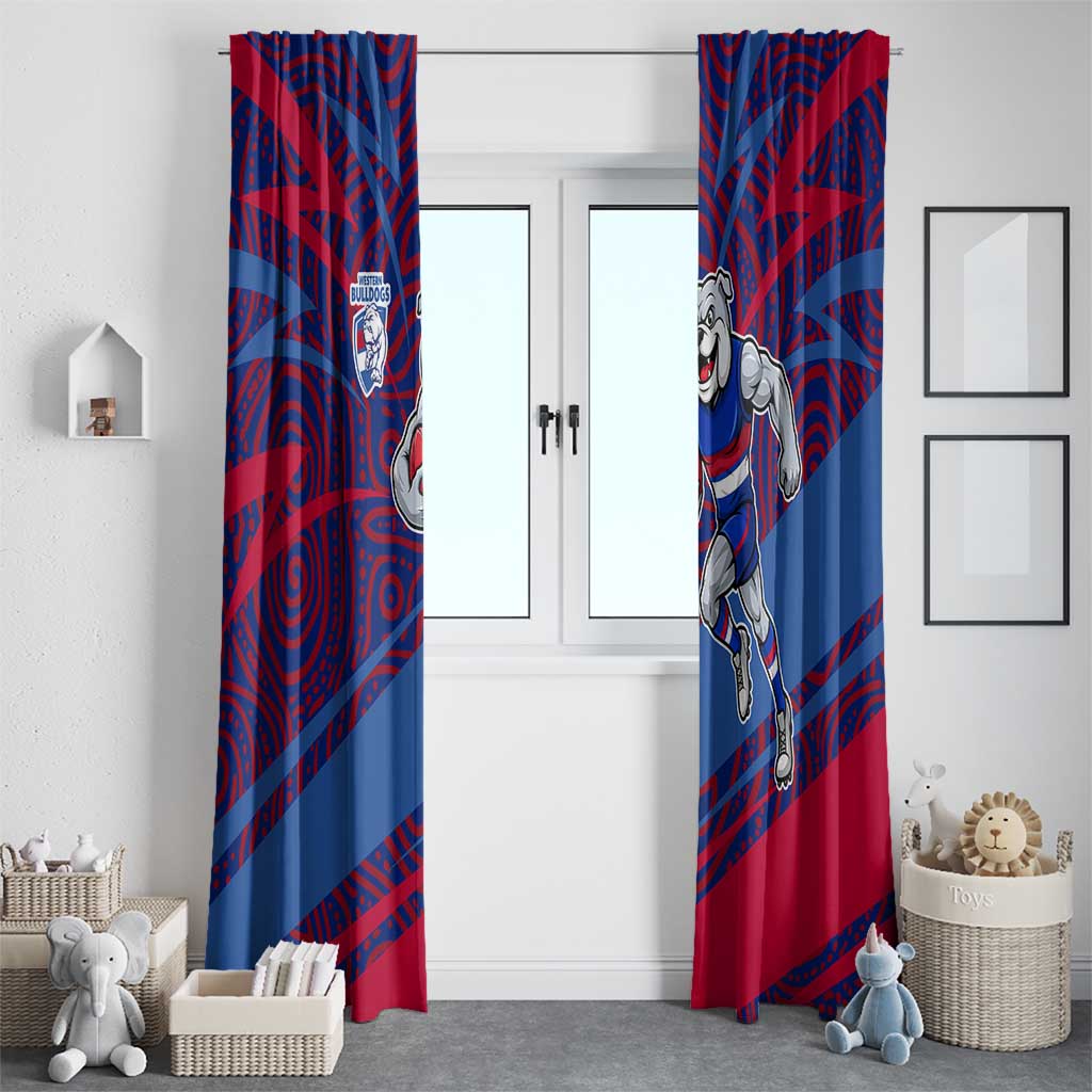Western Bulldogs Australian Football Window Curtain Tough Bulldog Mascot Art With Indigenous Pattern Art