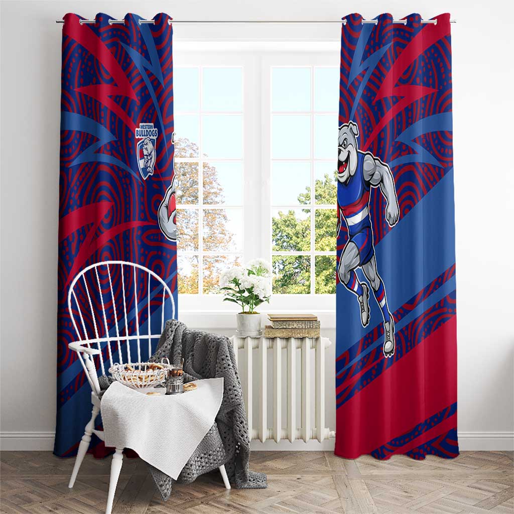 Western Bulldogs Australian Football Window Curtain Tough Bulldog Mascot Art With Indigenous Pattern Art