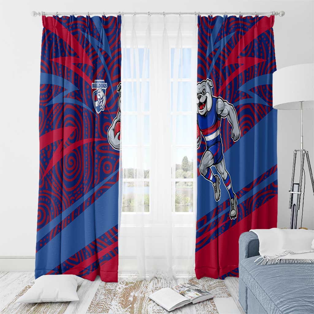 Western Bulldogs Australian Football Window Curtain Tough Bulldog Mascot Art With Indigenous Pattern Art