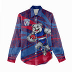 Western Bulldogs Australian Football Women Casual Shirt Tough Bulldog Mascot Art With Indigenous Pattern Art