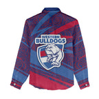 Western Bulldogs Australian Football Women Casual Shirt Tough Bulldog Mascot Art With Indigenous Pattern Art