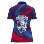 Western Bulldogs Australian Football Women Polo Shirt Tough Bulldog Mascot Art With Indigenous Pattern Art