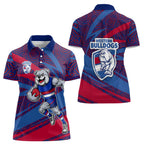 Western Bulldogs Australian Football Women Polo Shirt Tough Bulldog Mascot Art With Indigenous Pattern Art
