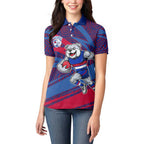 Western Bulldogs Australian Football Women Polo Shirt Tough Bulldog Mascot Art With Indigenous Pattern Art