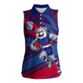 Western Bulldogs Australian Football Women Sleeveless Polo Shirt Tough Bulldog Mascot Art With Indigenous Pattern Art