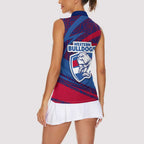 Western Bulldogs Australian Football Women Sleeveless Polo Shirt Tough Bulldog Mascot Art With Indigenous Pattern Art