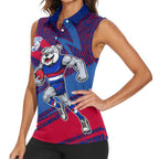 Western Bulldogs Australian Football Women Sleeveless Polo Shirt Tough Bulldog Mascot Art With Indigenous Pattern Art