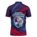 Western Bulldogs Australian Football Zipper Polo Shirt Tough Bulldog Mascot Art With Indigenous Pattern Art