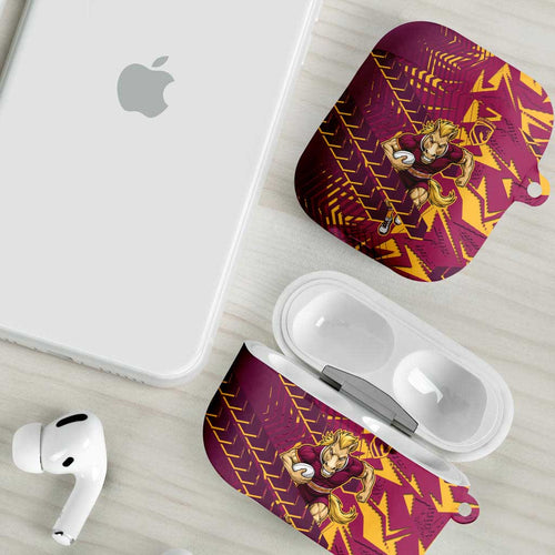 Brisbane Broncos Rugby AirPods Case Fierce Mascot Geometric Tribal Art