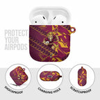 Brisbane Broncos Rugby AirPods Case Fierce Mascot Geometric Tribal Art