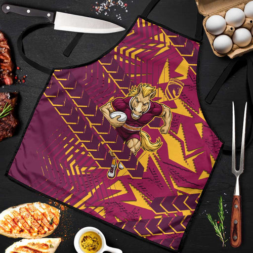 Brisbane Broncos Rugby Apron Fierce Mascot Geometric Tribal Art