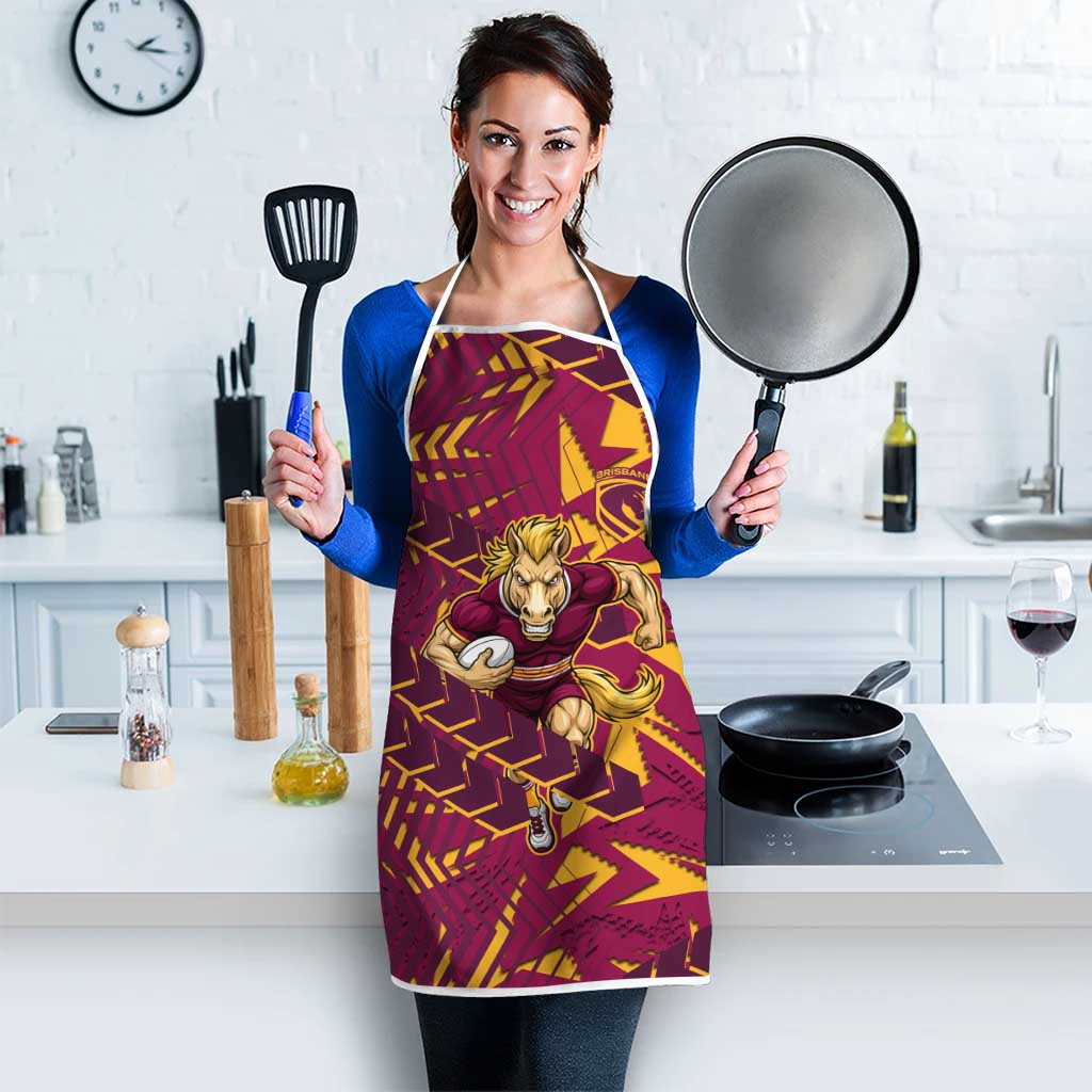 Brisbane Broncos Rugby Apron Fierce Mascot Geometric Tribal Art