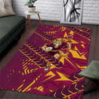 Brisbane Broncos Rugby Area Rug Fierce Mascot Geometric Tribal Art