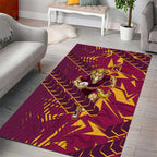 Brisbane Broncos Rugby Area Rug Fierce Mascot Geometric Tribal Art