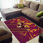 Brisbane Broncos Rugby Area Rug Fierce Mascot Geometric Tribal Art