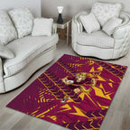 Brisbane Broncos Rugby Area Rug Fierce Mascot Geometric Tribal Art