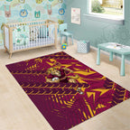 Brisbane Broncos Rugby Area Rug Fierce Mascot Geometric Tribal Art