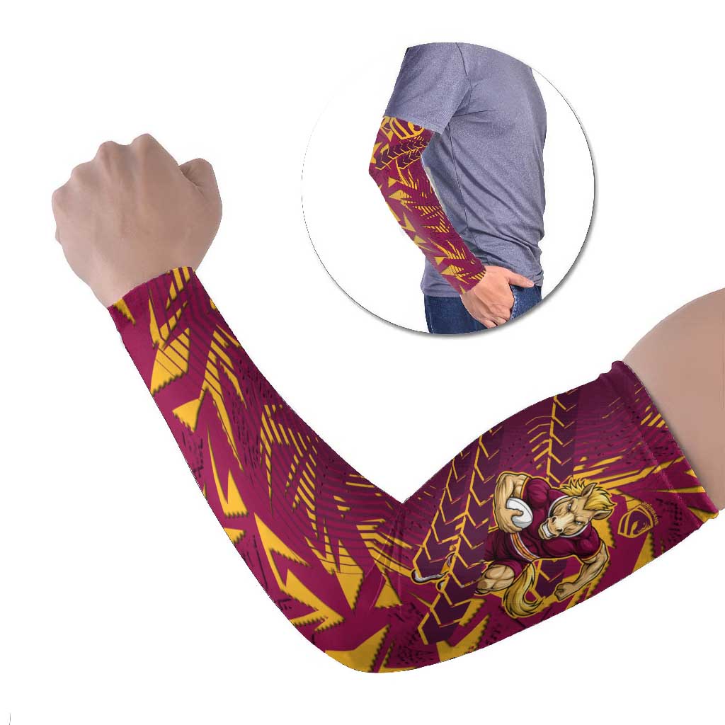 Brisbane Broncos Rugby Arm Sleeves Fierce Mascot Geometric Tribal Art
