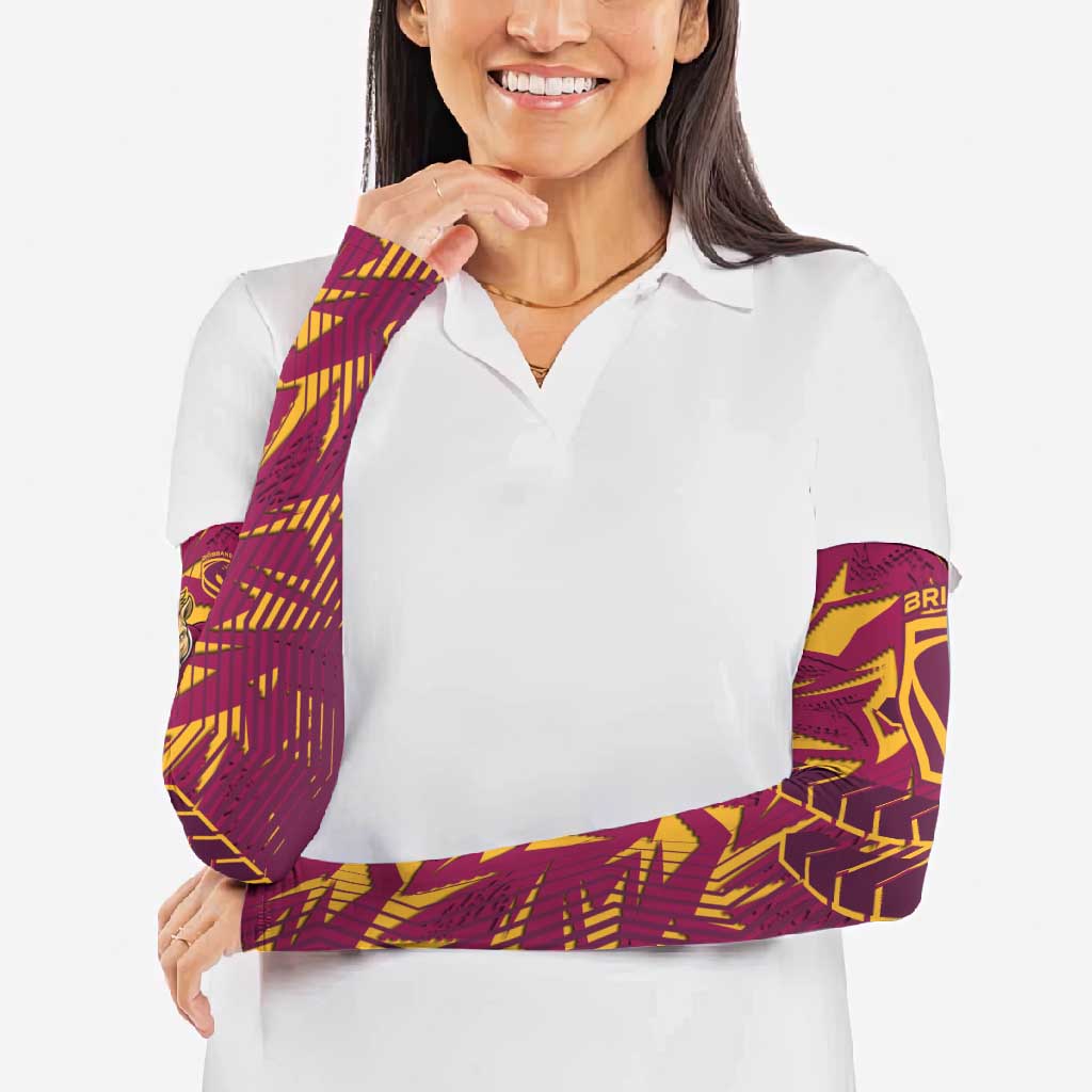 Brisbane Broncos Rugby Arm Sleeves Fierce Mascot Geometric Tribal Art