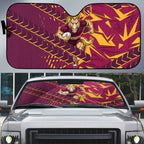 Brisbane Broncos Rugby Auto Sun Shade Fierce Mascot Geometric Tribal Art