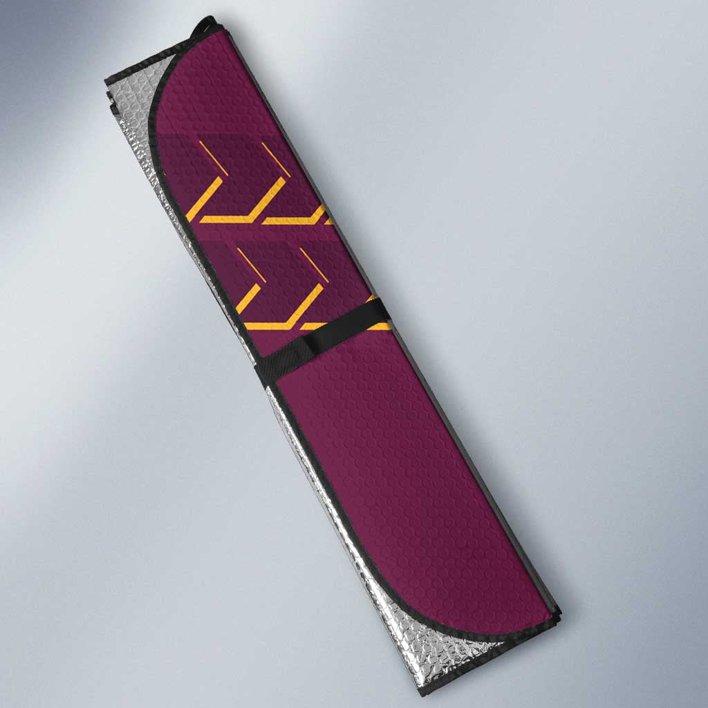 Brisbane Broncos Rugby Auto Sun Shade Fierce Mascot Geometric Tribal Art