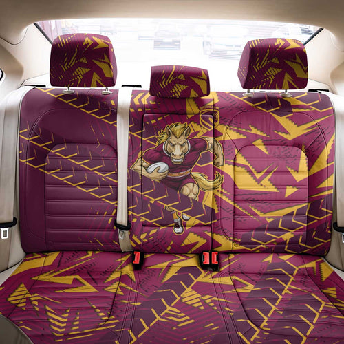 Brisbane Broncos Rugby Back Car Seat Cover Fierce Mascot Geometric Tribal Art