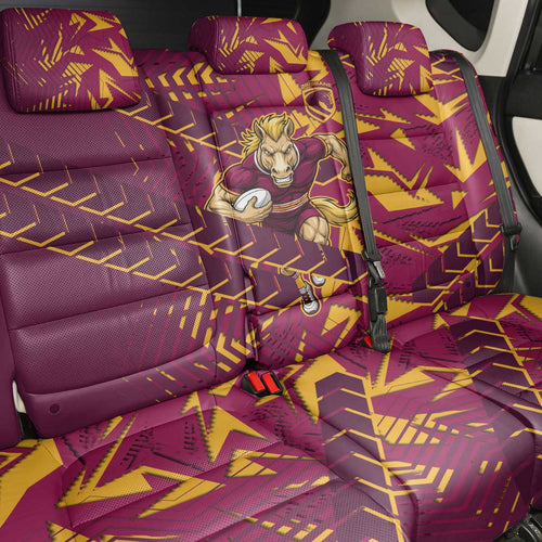 Brisbane Broncos Rugby Back Car Seat Cover Fierce Mascot Geometric Tribal Art