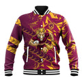 Brisbane Broncos Rugby Baseball Jacket Fierce Mascot Geometric Tribal Art