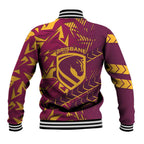 Brisbane Broncos Rugby Baseball Jacket Fierce Mascot Geometric Tribal Art