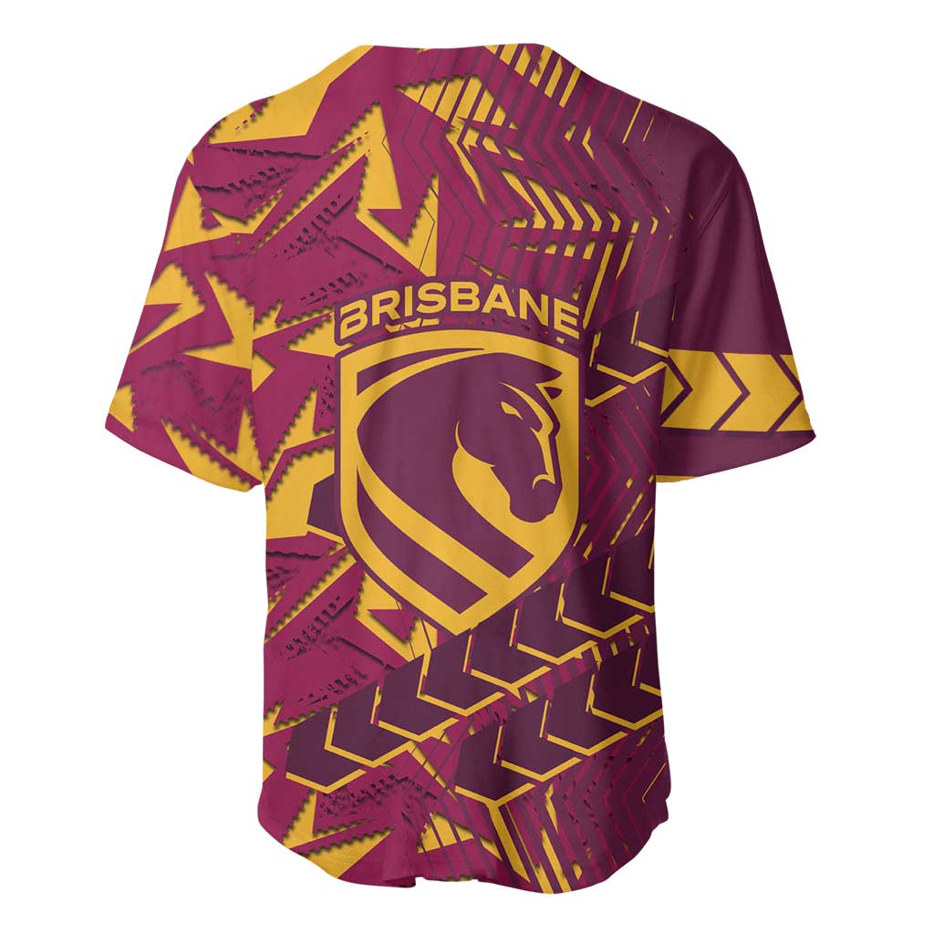 Brisbane Broncos Rugby Baseball Jersey Fierce Mascot Geometric Tribal Art