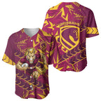 Brisbane Broncos Rugby Baseball Jersey Fierce Mascot Geometric Tribal Art