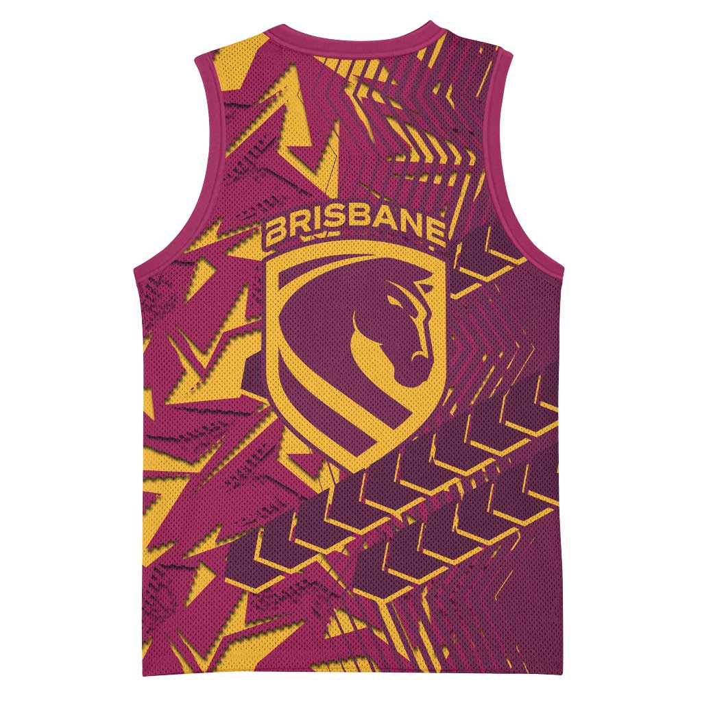 Brisbane Broncos Rugby Basketball Jersey Fierce Mascot Geometric Tribal Art