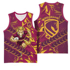Brisbane Broncos Rugby Basketball Jersey Fierce Mascot Geometric Tribal Art