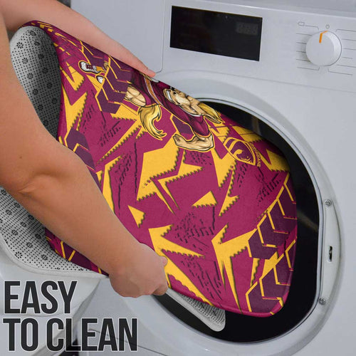 Brisbane Broncos Rugby Bathroom Set Fierce Mascot Geometric Tribal Art