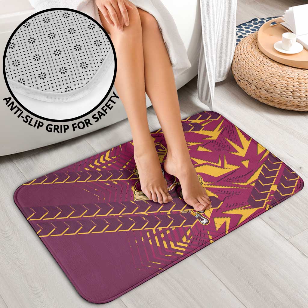 Brisbane Broncos Rugby Bathroom Set Fierce Mascot Geometric Tribal Art