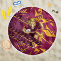 Brisbane Broncos Rugby Beach Blanket Fierce Mascot Geometric Tribal Art