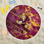 Brisbane Broncos Rugby Beach Blanket Fierce Mascot Geometric Tribal Art